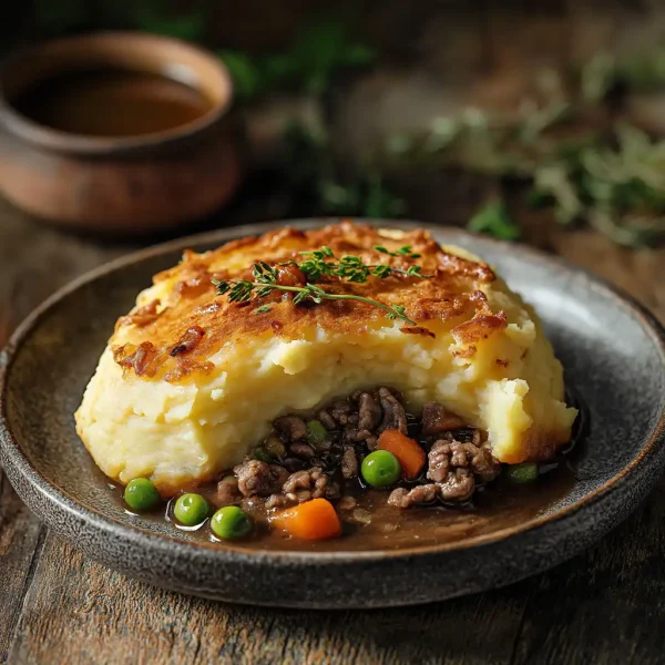 A traditional Cottage Pie with creamy mashed potatoes on top of minced beef and vegetables, sold by Wiltshire Country Fayre.