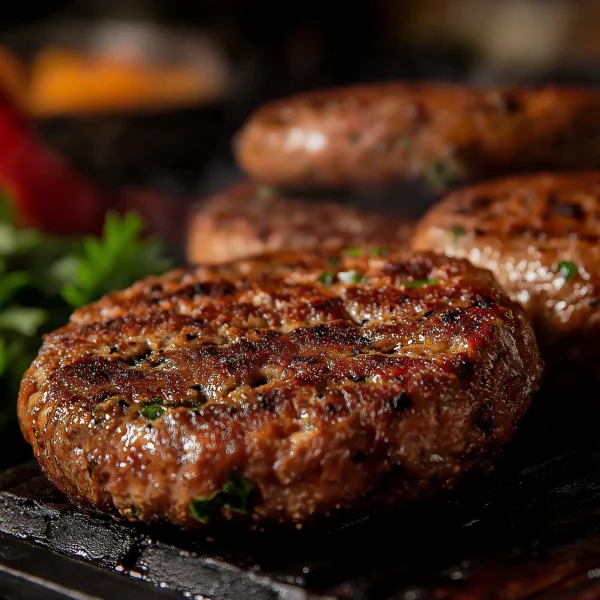 A-brightly-lit-image-of-a-goat-Lebanese-spiced-burger-patty-grilled-to-perfection-served-in-a-soft-pita-with-fresh-lettuce-tomato-and-a-drizzle-of-tahini-sauce