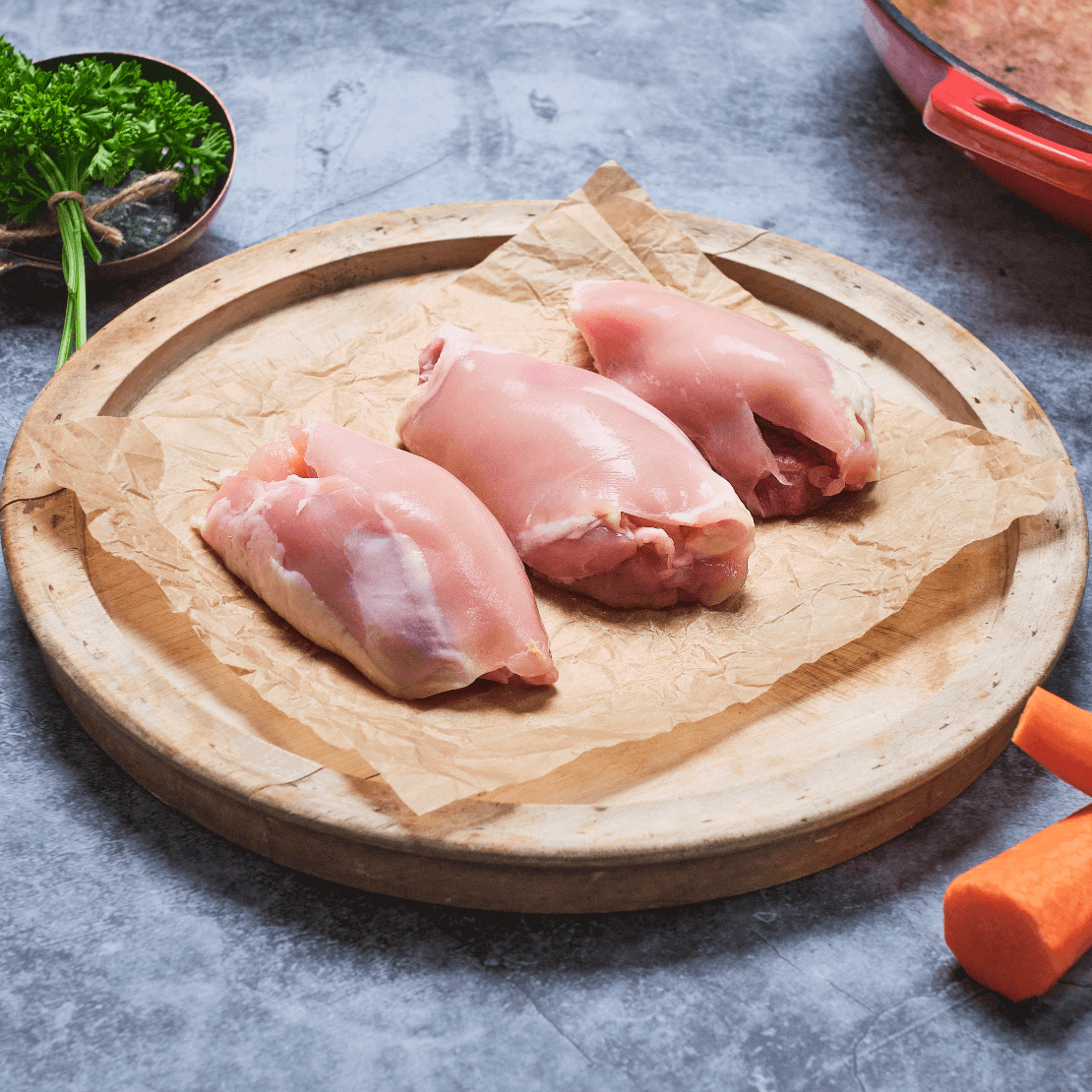 Boneless and skinless chicken thigh fillets