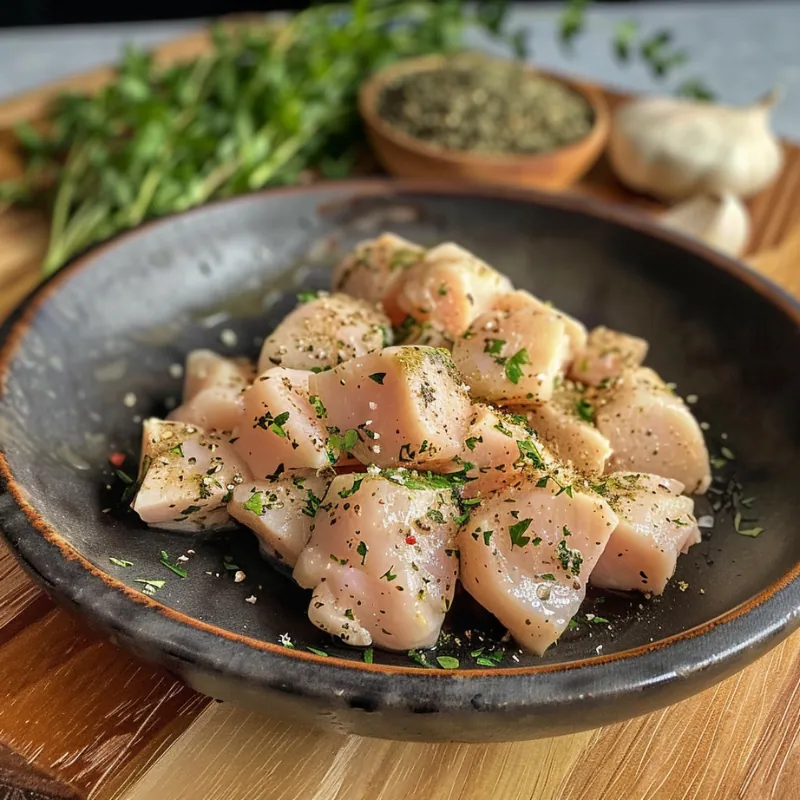 Chicken - Breast Diced Kebab Barn Reared Garlic Butter Glazed