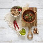 Spicy Jerk chicken in bowls