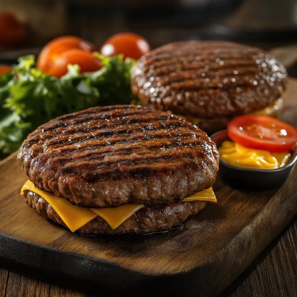 Two juicy beef burger patties