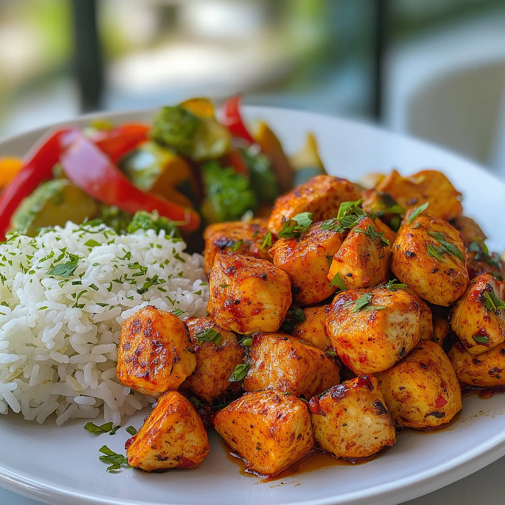 hot and spicy diced chicken breast pieces