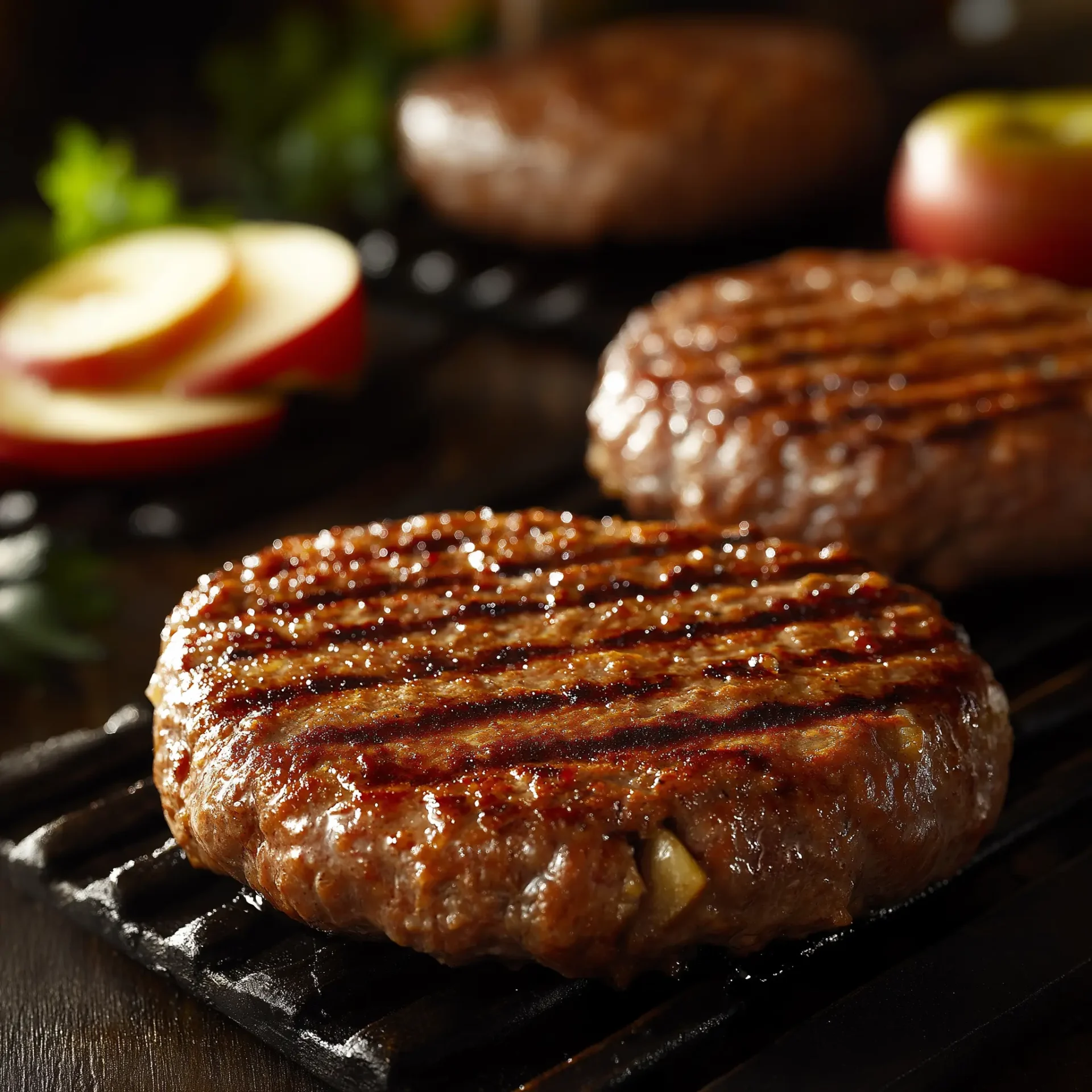 juicy pork and apple burger patty