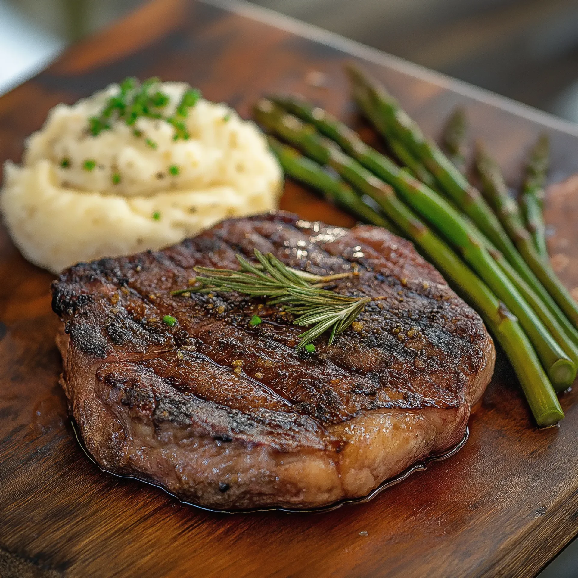 perfectly grilled beef ribeye steak